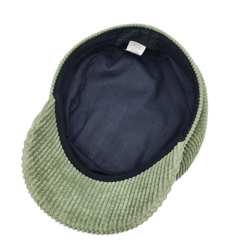 Fashion Corduroy Green Newsboy Cap Hat Flat Top Womens