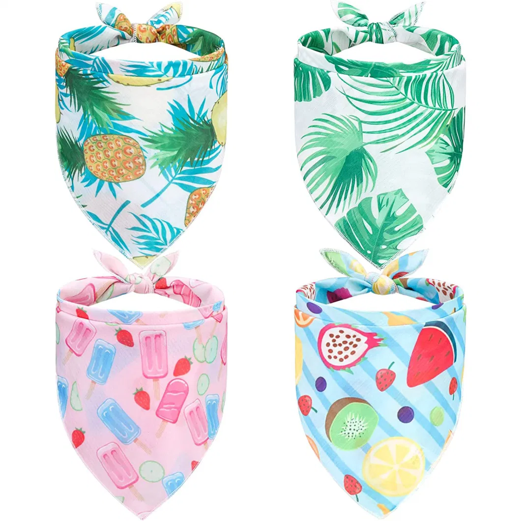 Summer Cooling Comfy Triangle Scarfs Dog Bandanas with Cute Pattern Pet Apparel for Small Medium Large Dogs