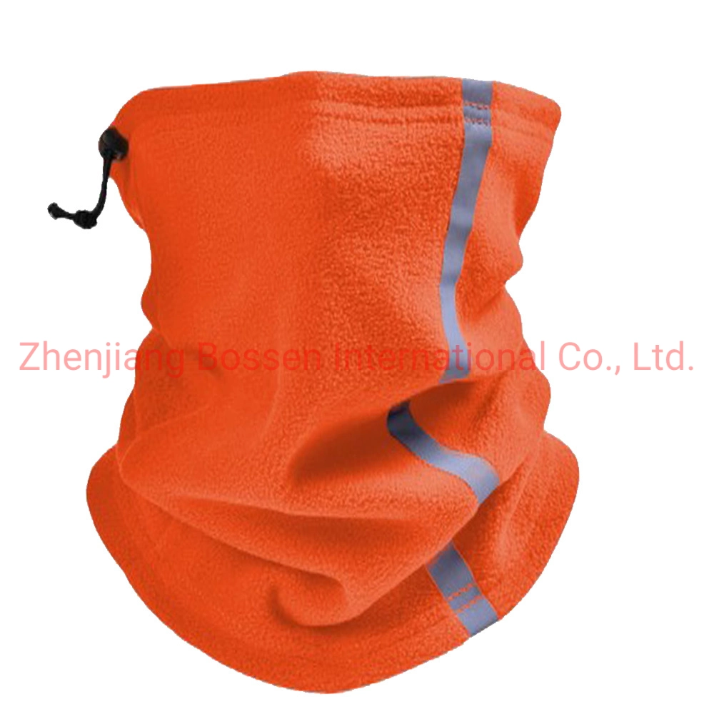 OEM Customized Logo Embroidery Fluorescent Polar Fleece Winter Tube Face Cover Reflective Stripe Snowboard Neck Warmer