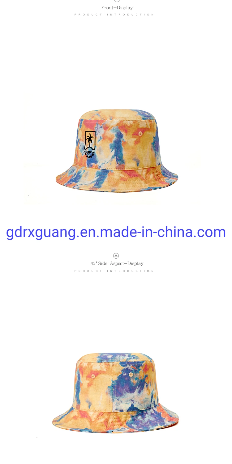 Custom Printing Colorful Sun Wide Brim Tie Dye Bucket Hat for Kids