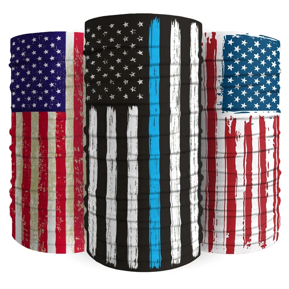 Scarf Mask Neck Gaiter Thin Red Line Us American Country Flag Bandana for Firefighter Face Men Unisex Seamless Dust Outdoors Sports Festivals