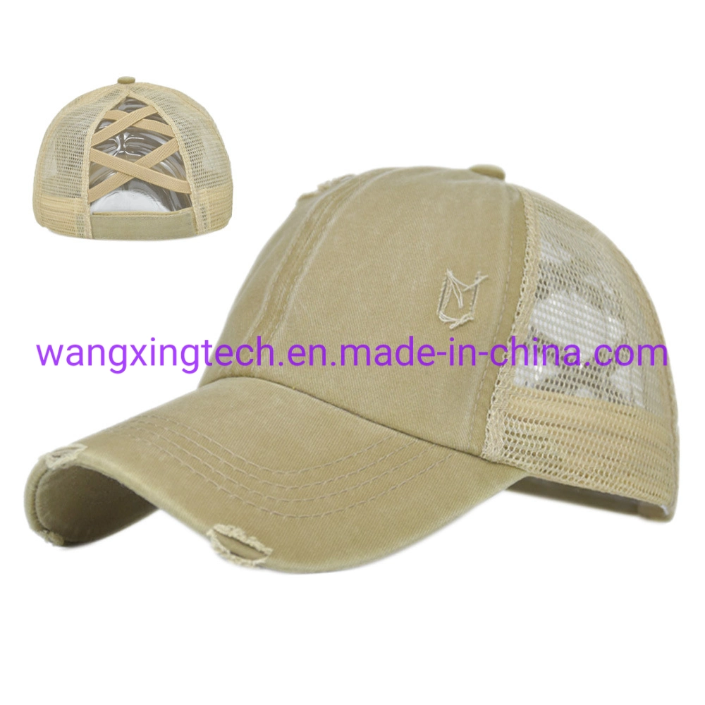 Wholesale Elastic Ponytail Hole Baseball Cap Braided Girl Hat Sunshade Snapback Soft Retro Cap