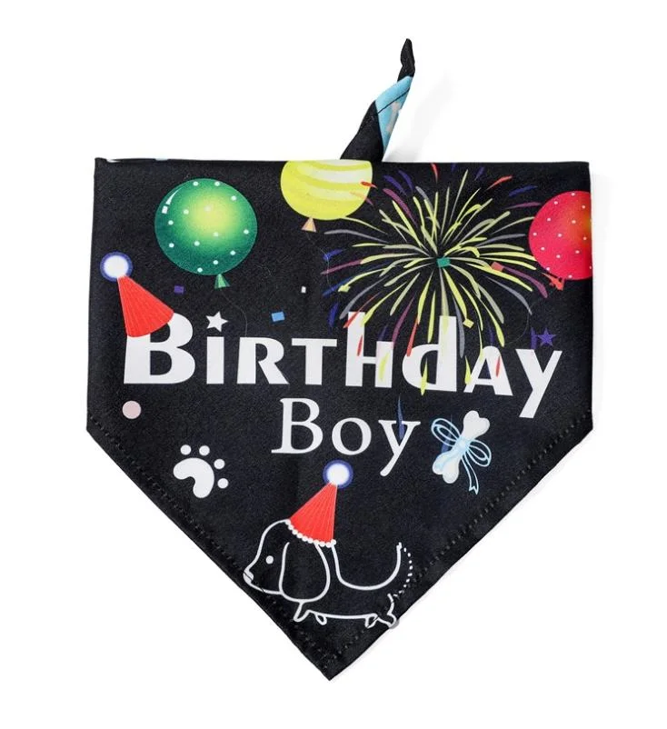 Wholesale Designer Birthday Boy &amp; Girl Digital Print Decoration Pet Dog Scarf Bandana