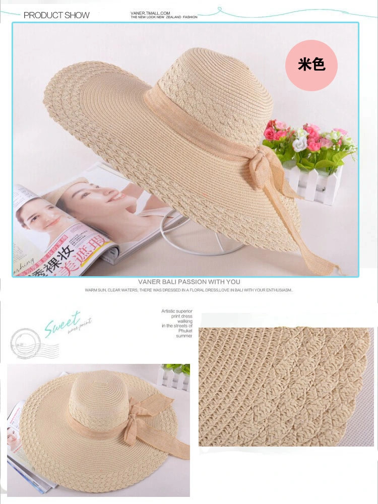 Simplicity Women&prime; S Wide Brim Straw Sun Hat Protection Big Floppy Foldable with Lanyard Upf Summer Roll up Cap Beach Hats for Women