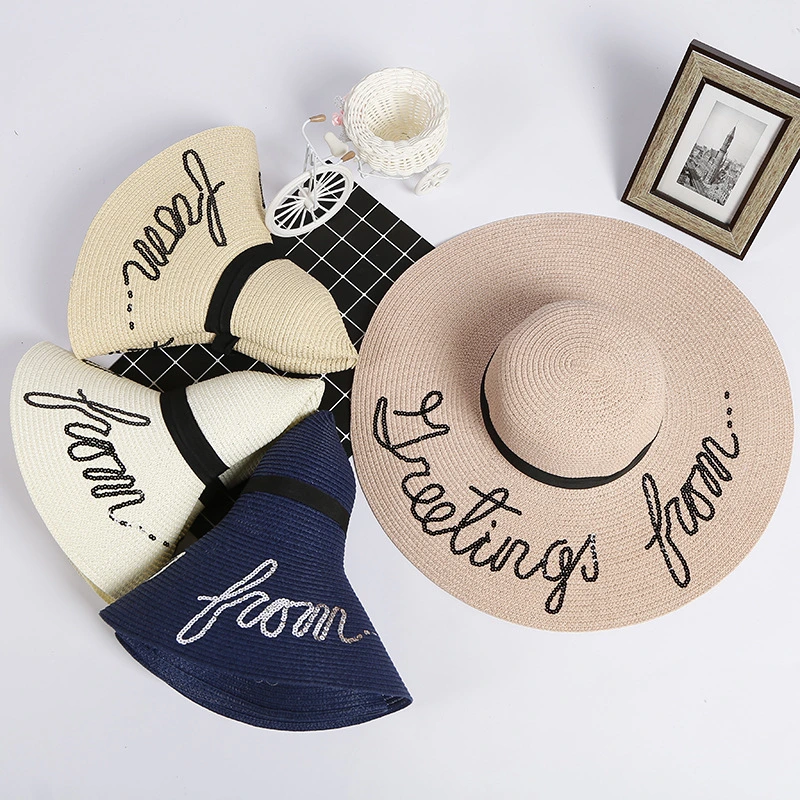 Wide Brim Women Wholesale Custom Summer Beach Sun Floppy Paper Straw Hat