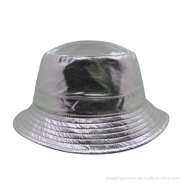 Fashion Reversible PU Leather Cotton Twill Bucket Hat