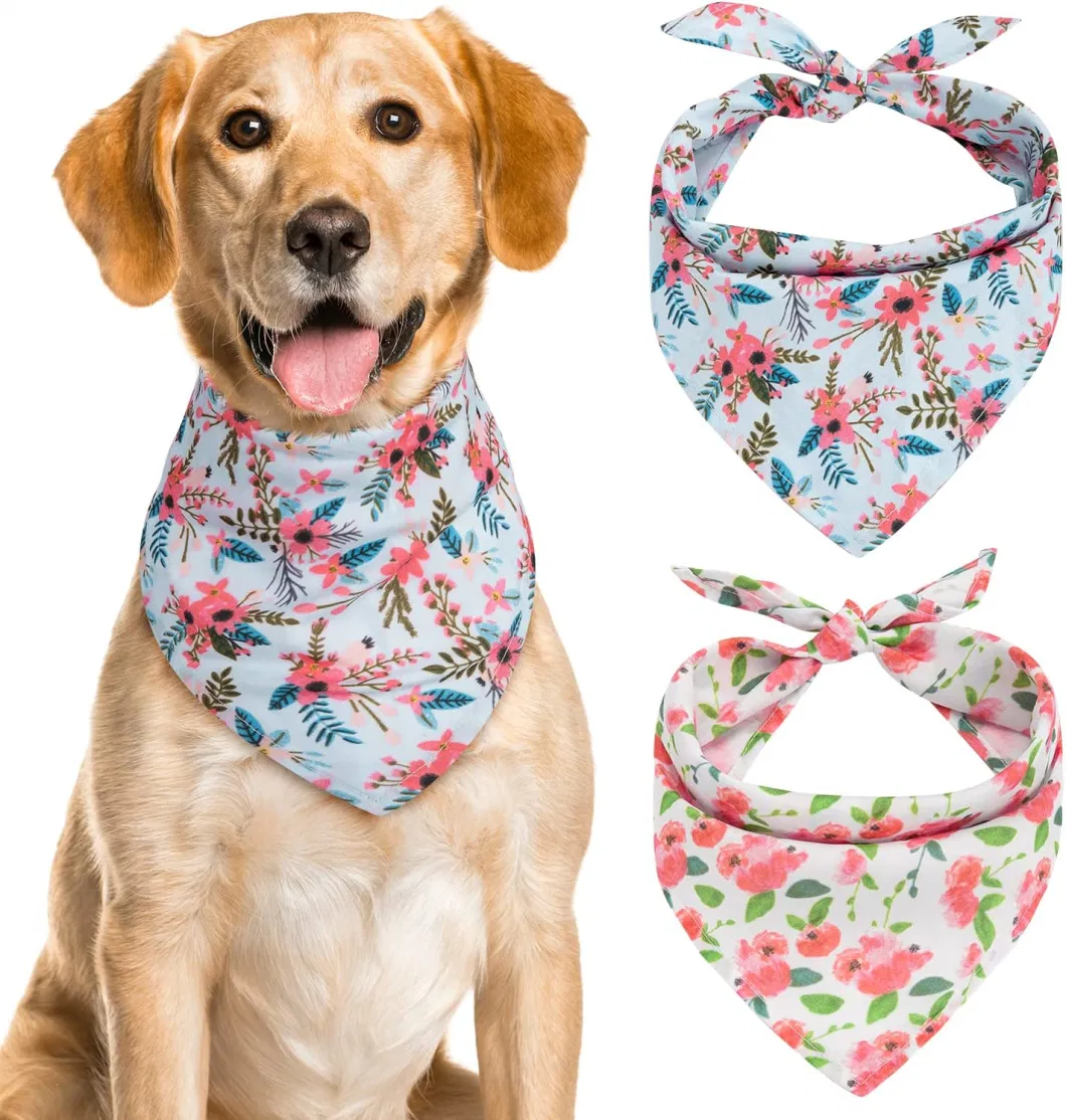 Dog Bandanas - Large Dog Bandanas for Boy and Girl Dogs Holiday Floral Flower Dog Bandanas Dog Scarf for Puppy Small Medium Large Dogs