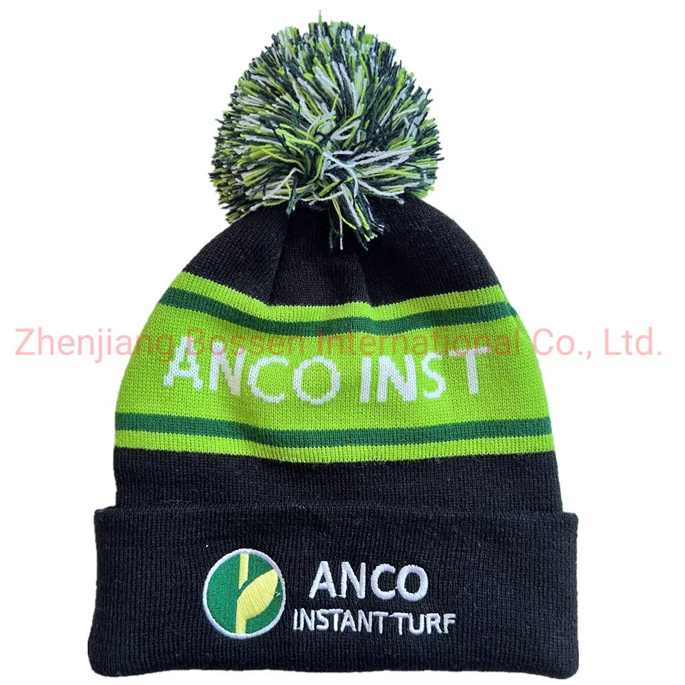 China Hat Factory OEM Custom Logo Embroidered Jacquard RPET Acrylic Winter Knitted Beanie Cap Snowboard Ski Camping Winter Beanie Hat