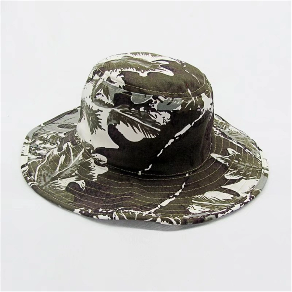 100% Cotton Promotional Flat Crown Sublimation Print Pattern Fashion Bucket Hat
