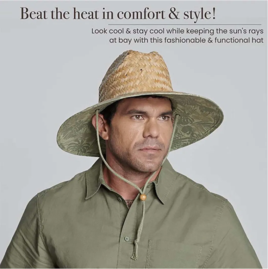 Quality Men&prime; S Convenient Lifeguard Brim-Lining Summer Braided Straw Sun Hat