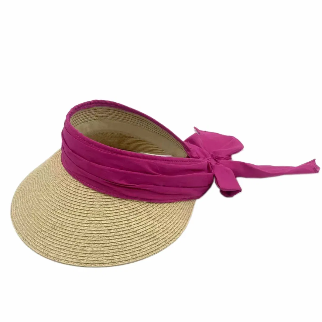 Summer Beach Women Folding Paper Straw Visor Hat