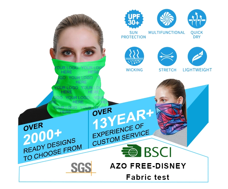 Multifunctional Seamless Scarf Custom Polyester Fishing Face Headwear Custom Bandana Tube Neck