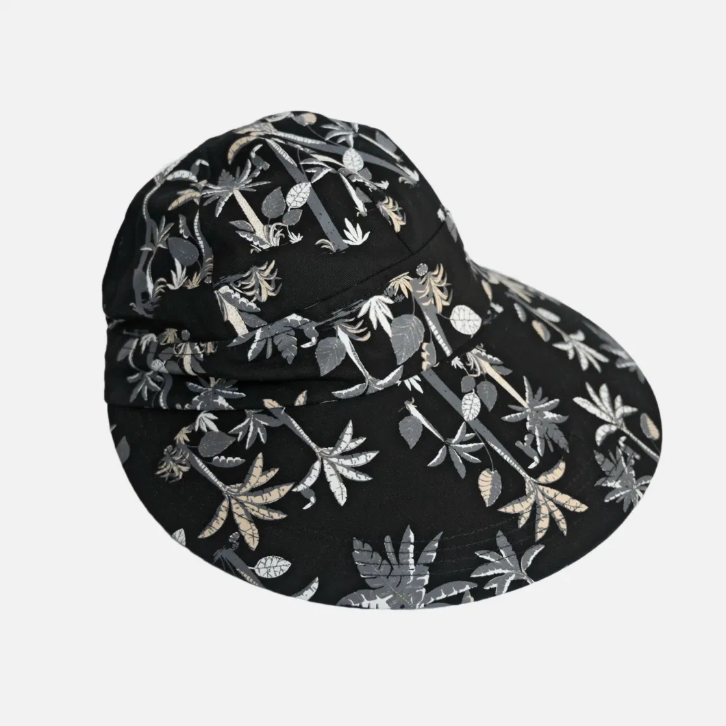 Super Brim Women Cotton Bucket Hat with Sublimation Printing Colourful Fashion Hat Casual Plain Sun Protective Cap for Beach