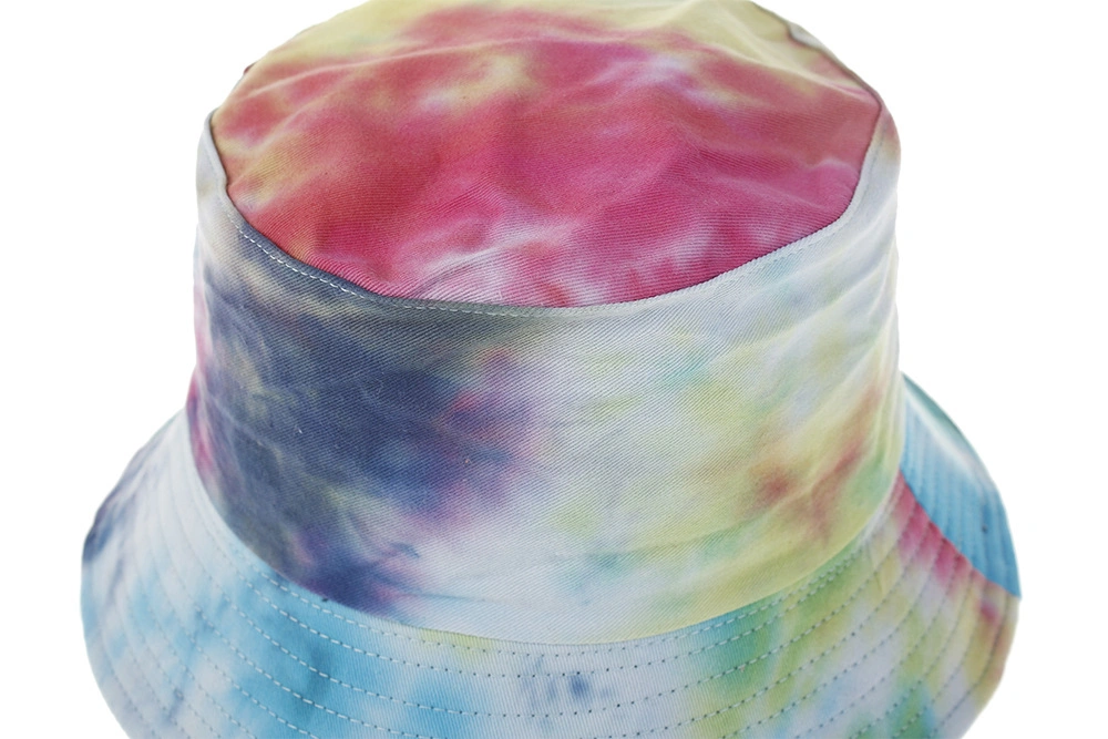 in Stock Orannge Embroidery Womens Reversible Tie Dye Buckets Hat