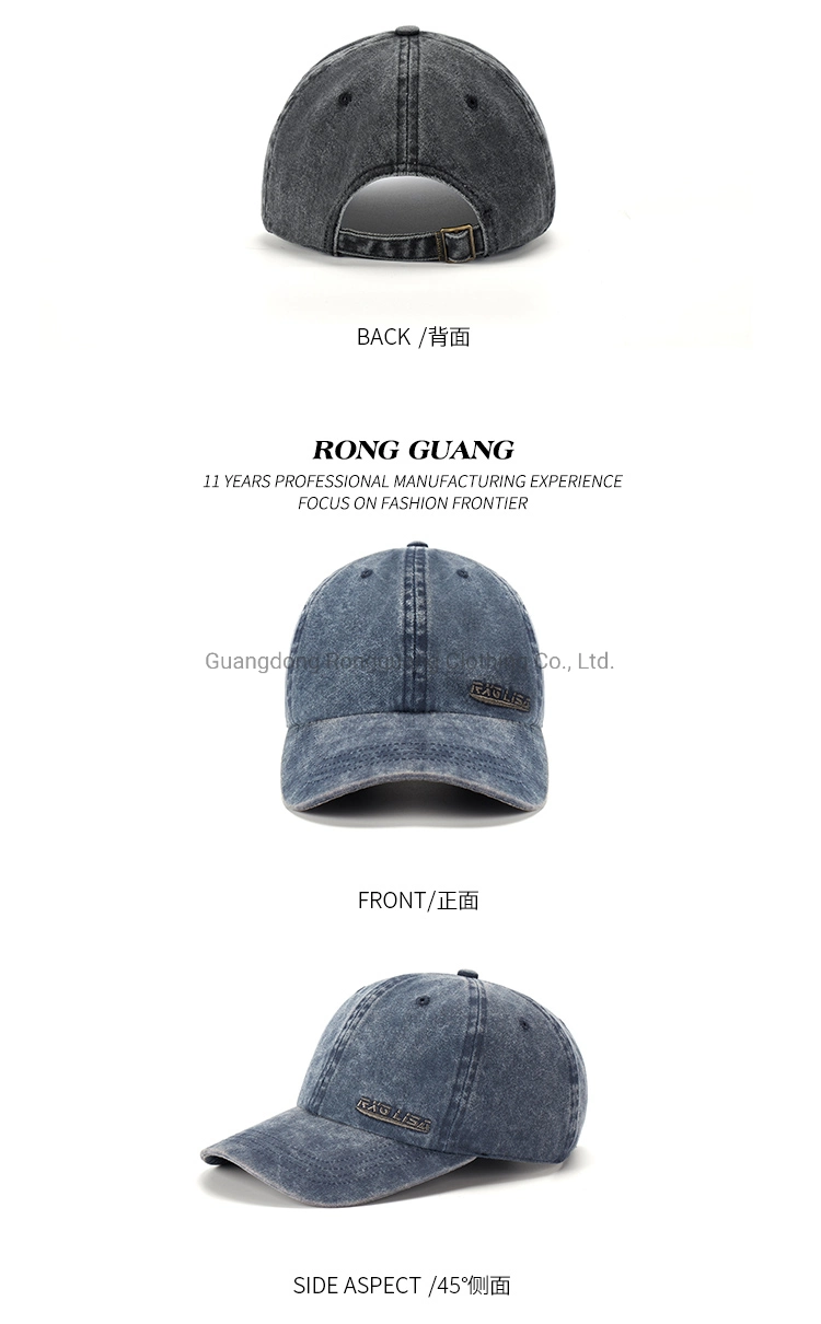 Wholesale Fashion Cotton 6 Panel Vintage Letter Embroidery Dad Washed Baseball Hat for Men Women Summer Hat