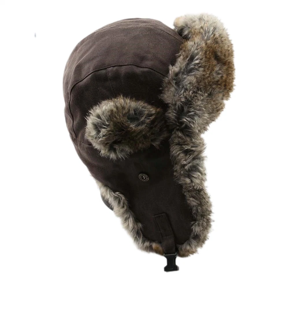 Winter Warm Waterproof Bomber Trapper Faux Fur Hat with Foldable Ear Cover Comfortable and Breathable Russian Hat