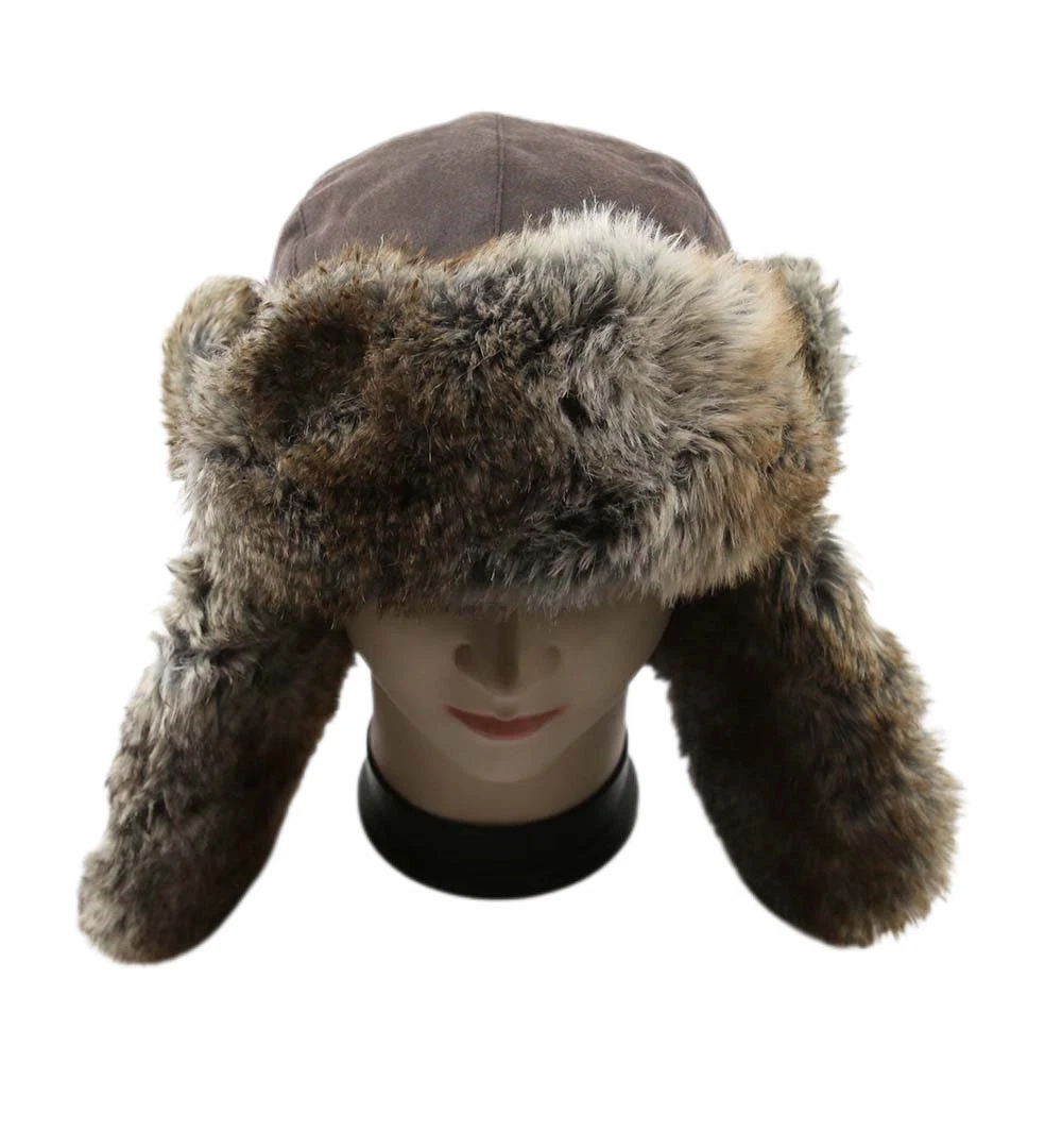 Winter Warm Waterproof Bomber Trapper Faux Fur Hat with Foldable Ear Cover Comfortable and Breathable Russian Hat