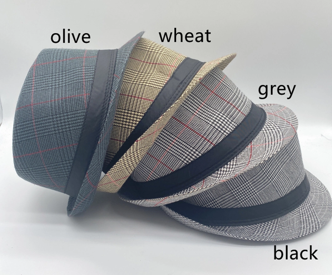 Unisex Checked Striped Fashion Cotton Custom Men Fedora Hats