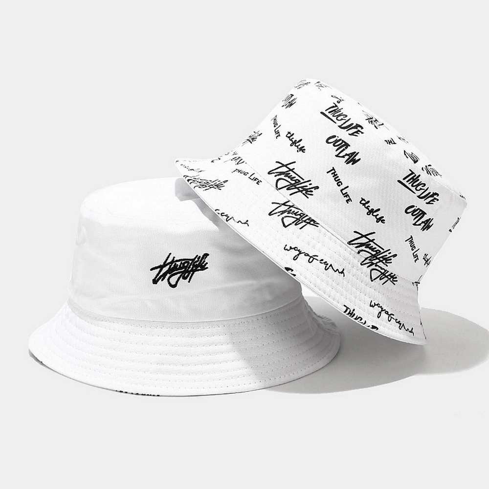 Summer Fashion Designer Reversible Custom Logo All Over Print Embroidered Cotton Fisherman Bucket Hat