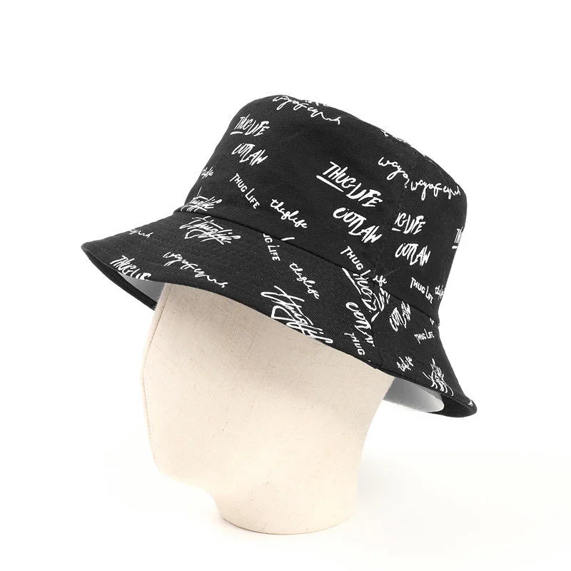 Fashion Designer Reversible Custom Logo All Over Printed and Embroidered Cotton Fisherman Bucket Hat, Bucket Hat Custom