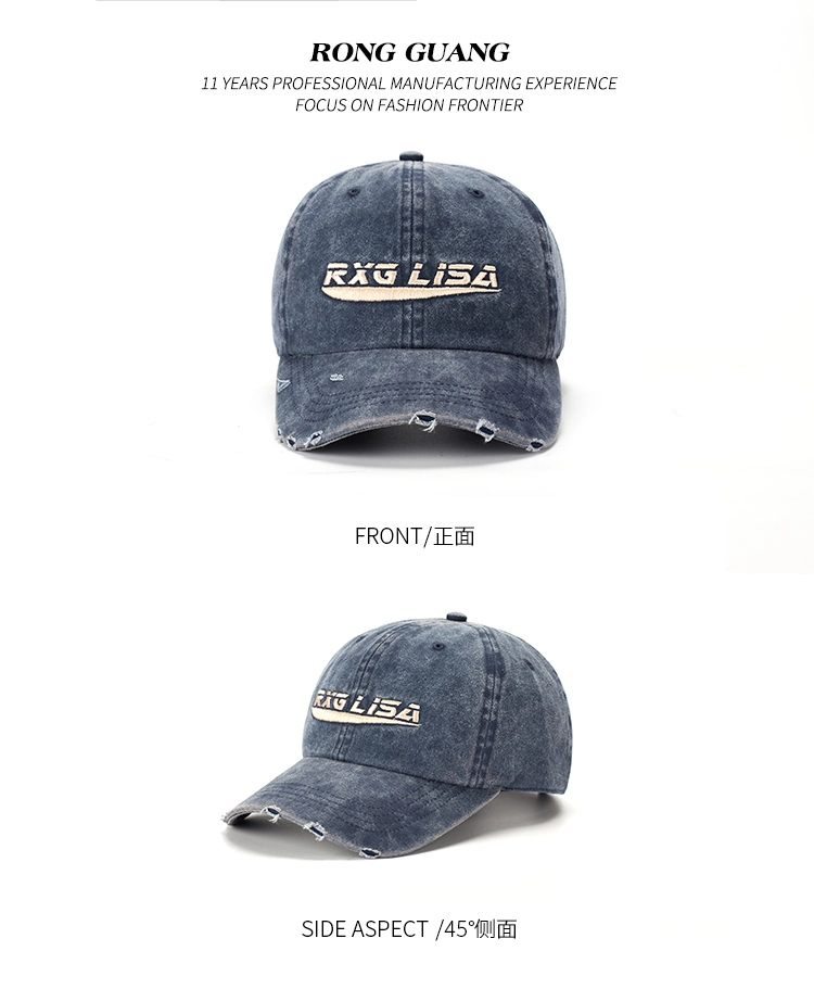 Wholesale Embroidered Cotton Sunshade Protection Sport Baseball Caps Unisex Distressed Washed Baseball Caps