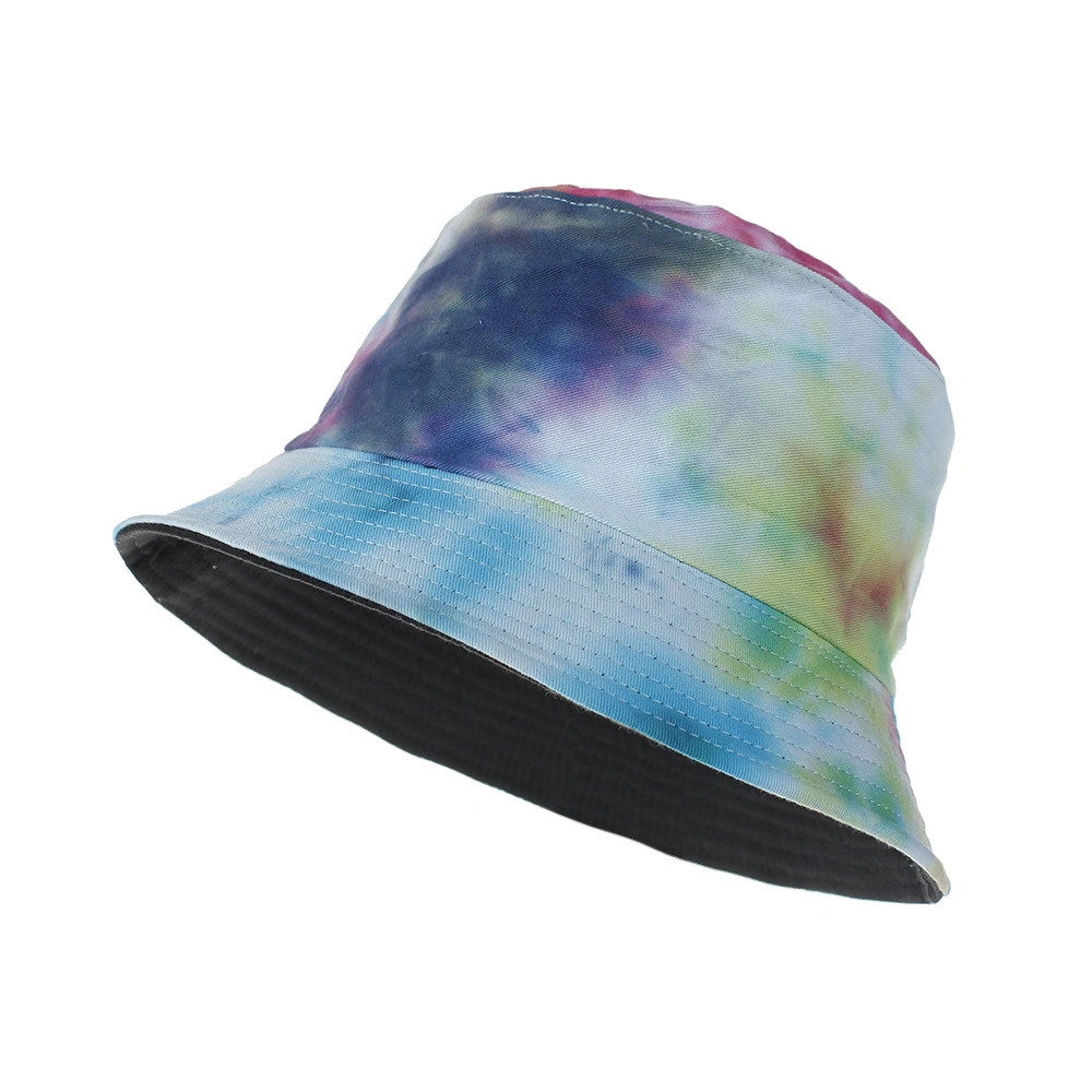 in Stock Orannge Embroidery Womens Reversible Tie Dye Buckets Hat