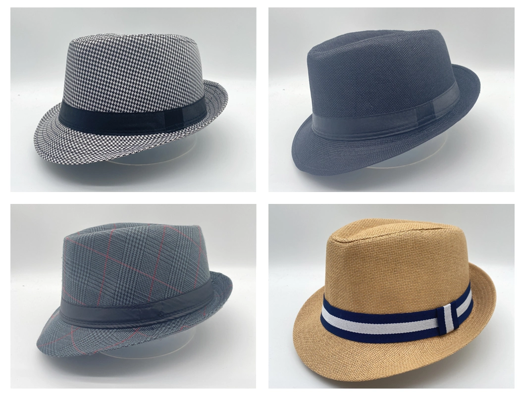 Unisex Checked Striped Fashion Cotton Custom Men Fedora Hats