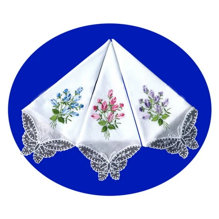 100% Cotton Embroideried Wedding Handkerchiefs