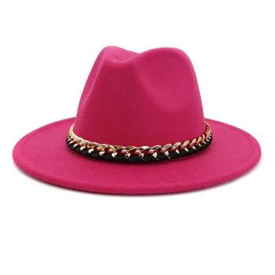 Unisex Classic Vintage Gürtel Schnalle Breite Krempe Panama Fedora Filz Hut