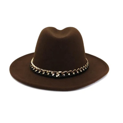 Unisex Classic Vintage Gürtel Schnalle Breite Krempe Panama Fedora Filz Hut