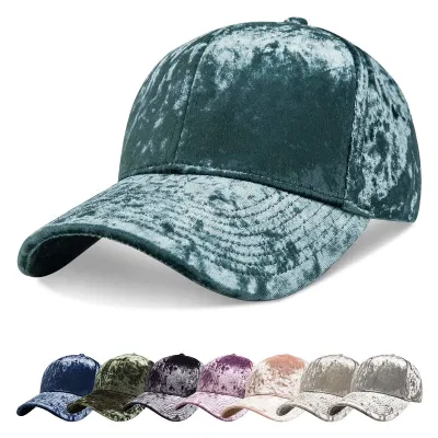 Hochwertige 6 Panel Bestickt Logo Hut Custom Velvet Baseball Kappe