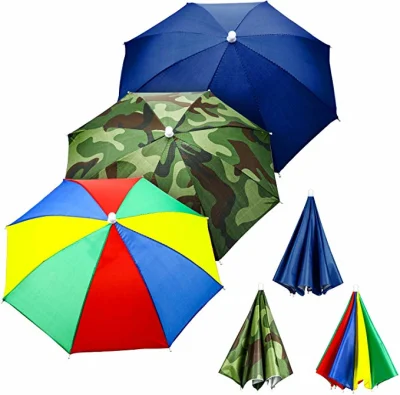 Logo Druck Werbung Radfahren Angeln Regenbogen Regenbogen Regenbogen Sonne Schützen Strand Outdoor Hand Frei Kleine Hut Kopf Form Regenschirm Kappe