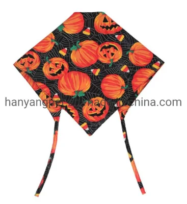 Hanyang Haustier Zubehör Haustier Zubehör Sublimation Kürbis Muster Custom Logo PET Dog Bandanna für Halloween