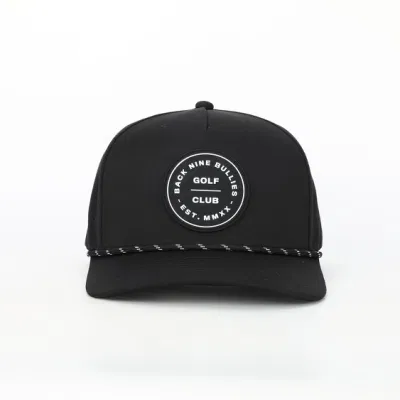 OEM Custom PVC Patch Logo 5 Panel Seil Golf Baseball Kappe Laser Cut Hole Perforiert Gorras Schwarz Polyester Spandex Dad Hut
