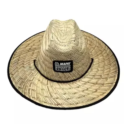 2022 Sommer Sonnenschirm Natürliche Lifeguard Strohhüte Custom Logo Patch Surf Safari Strohhut