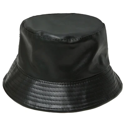 Bestseller OEM Custom Logo Designer PU Grün Leder Eimer Hut Grüne Eimer Hüte für Frauen