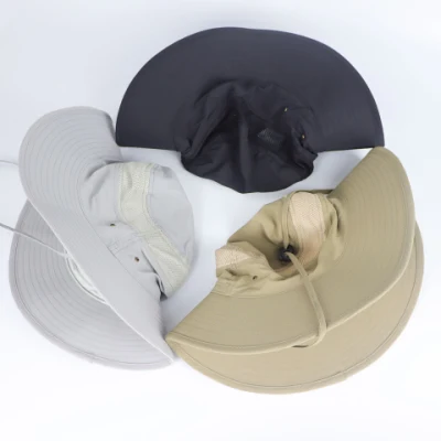 Outdoor UV Sonnenschutz Breite Krempe wasserdicht atmungsaktiv Einstellbare Angeln Wandermütze mit Bucket und Nackenklappe