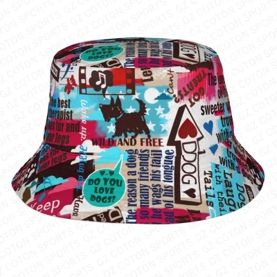 Neue Designer Mode Unisex Gedruckt Reversible Fisherman Caps Logo Custom Bedruckte Eimer Hüte Großhandel