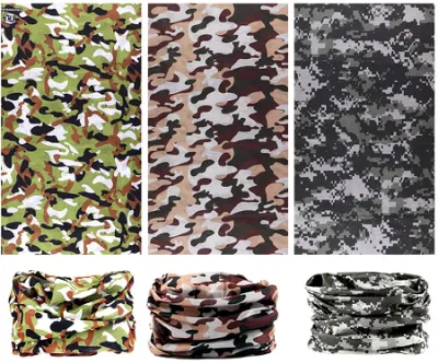 Camouflage Serie 100% Ployester Nahtlose Tube Bandana Sport Kopfbedeckung Bunt Kopfband Mit Halsband