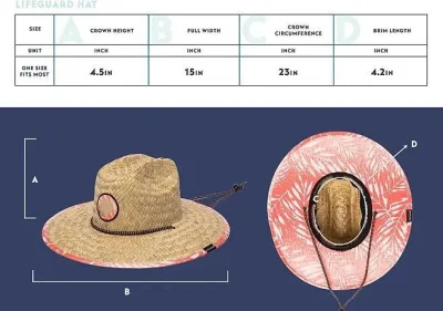 Gewebte Ocean Pacific Beach Style Prints Rettungsschwimmer Upf 50 Sun Sommerhut mit verstellbaren Krind Strohhüten