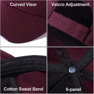 China Rot Warm Klassische Unisex Großhandel Baseball Caps 60% Wolle Verstellbare Größe Herren Dad Mütze