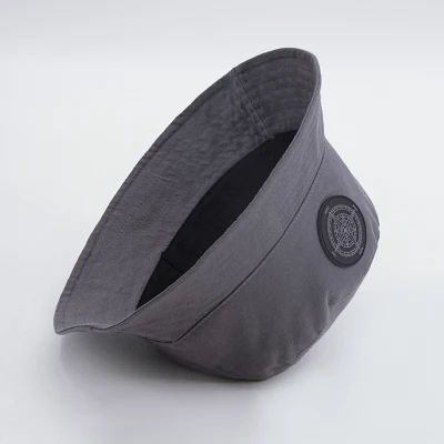 PU-Leder Patch Custom 100% Baumwolle Herren Bucket hat Casual Fischerkhut