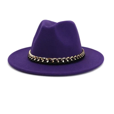 Unisex Classic Vintage Gürtel Schnalle Breite Krempe Panama Fedora Filz Hut