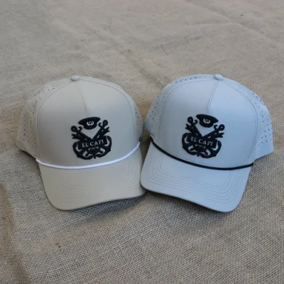 Custom hat 5 Panels Khaki und Grau Trucker Hut gemacht Schnell trocknender Stoff mit Logo