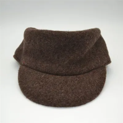 Manufaktur Herbst Winter Schokolade Reine Farbe Wolle Flat-Top Herren Militär Mütze mit kleiner Krempe
