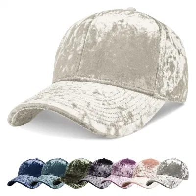 Hochwertige 6 Panel Bestickt Logo Hut Custom Velvet Baseball Kappe