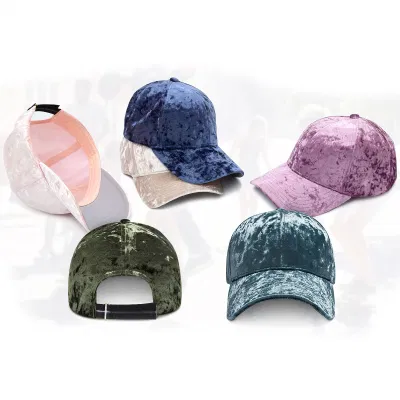 Hochwertige 6 Panel Bestickt Logo Hut Custom Velvet Baseball Kappe