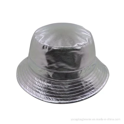Mode Reversible PU Leder Baumwolle Twill Eimer Hut