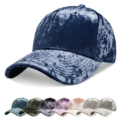 Hochwertige 6 Panel Bestickt Logo Hut Custom Velvet Baseball Kappe
