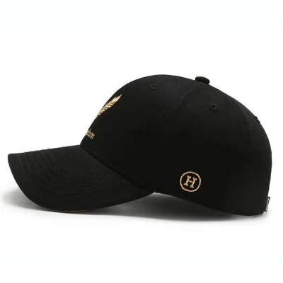 Großhandel Low MOQ Black Sport Golf Baseball Caps mit anpassen Sticklogo